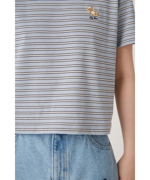 LILY BROWN（リリーブラウン）の「リラックスLily Bear ボーダーＴシャツ（Tシャツ/カットソー・レディース・ピンク/ベージュ/アイボリー/ブルー・FREE）」の5枚目の写真