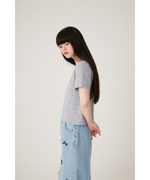 LILY BROWN（リリーブラウン）の「リラックスLily Bear ボーダーＴシャツ（Tシャツ/カットソー・レディース・ピンク/ベージュ/アイボリー/ブルー・FREE）」の9枚目の写真