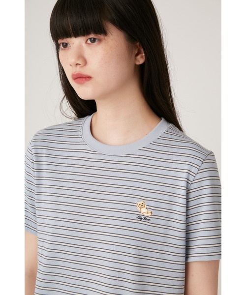 LILY BROWN（リリーブラウン）の「リラックスLily Bear ボーダーＴシャツ（Tシャツ/カットソー・レディース・ピンク/ベージュ/アイボリー/ブルー・FREE）」の11枚目の写真