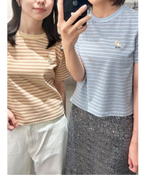 LILY BROWN（リリーブラウン）の「リラックスLily Bear ボーダーＴシャツ（Tシャツ/カットソー・レディース・ピンク/ベージュ/アイボリー/ブルー・FREE）」の18枚目の写真