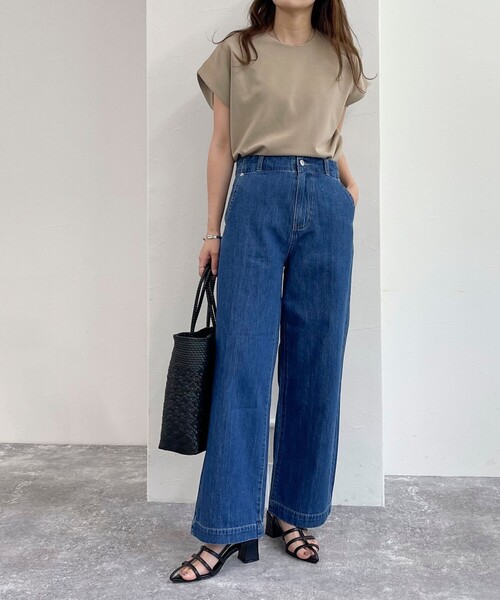 fredy emue（フレディエミュ）の「【セットアップ可能】カットジョーゼットフレンチ袖プルオーバー（Tシャツ/カットソー・レディース・ベージュ/ネイビー/ブラック・38）」の18枚目の写真