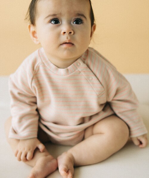 こども ビームス（コドモビームス）の「ベビー ボーダー バルーン ロンパース 24AW（70～80cm）（ロンパース・キッズ・サックスブルー/ブラウン系その他3/ピンク・70/80）」の3枚目の写真