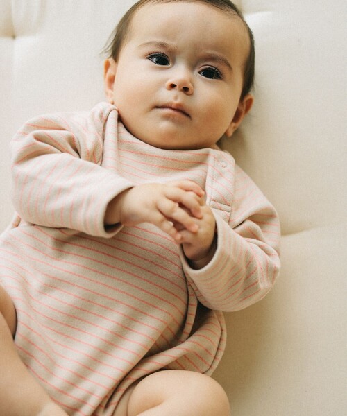 こども ビームス（コドモビームス）の「ベビー ボーダー バルーン ロンパース 24AW（70～80cm）（ロンパース・キッズ・サックスブルー/ブラウン系その他3/ピンク・70/80）」の4枚目の写真