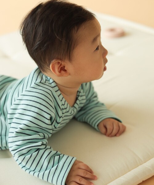 こども ビームス（コドモビームス）の「ベビー ボーダー バルーン ロンパース 24AW（70～80cm）（ロンパース・キッズ・サックスブルー/ブラウン系その他3/ピンク・70/80）」の6枚目の写真