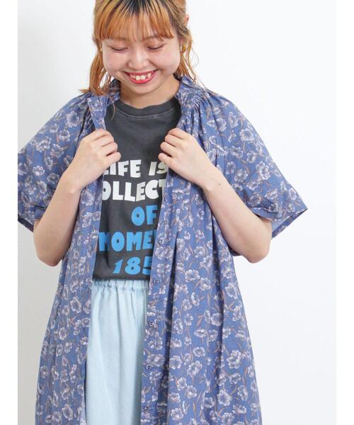 Samansa Mos2（サマンサ モスモス）の「ピグメント加工袖フリルロゴTシャツ（Tシャツ/カットソー・レディース・グリーン/イエロー/ベージュ/チャコールグレー・F）」の22枚目の写真