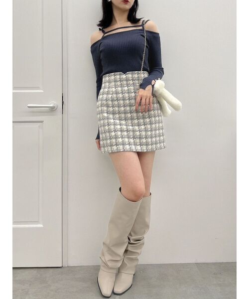 【セール】【セットアップ対応】マテリアルコンパクトミニスカート（スカート）｜dazzlin（ダズリン）