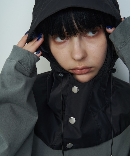 AIVER（アイバー）の「AIVER　3レイヤーフーディー（キャップ・メンズ・ナチュラル/ブラック・FREE）」の9枚目の写真