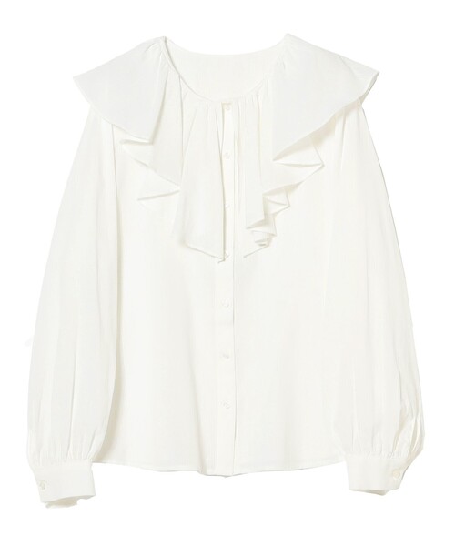 Ray BEAMS（レイビームス）の「ビッグ ラッフルカラー シャツ（シャツ/ブラウス・レディース・ホワイト/ブラック・ONE SIZE）」の14枚目の写真