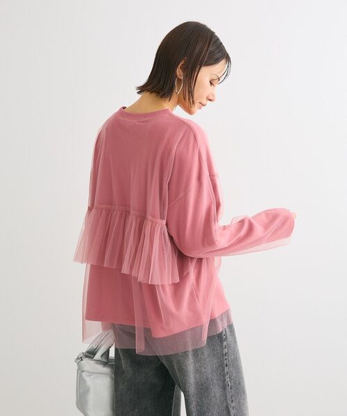 ELENCARE DUE(エレンカーレデュエ)の「・ELENCARE DUE チュールレイヤードロンTEE(Tシャツ/カットソー・レディース・ピンク/ブラック/オフホワイト/チャコールグレー・FREE)」の5枚目の写真