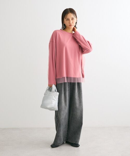 ELENCARE DUE(エレンカーレデュエ)の「・ELENCARE DUE チュールレイヤードロンTEE(Tシャツ/カットソー・レディース・ピンク/ブラック/オフホワイト/チャコールグレー・FREE)」の6枚目の写真