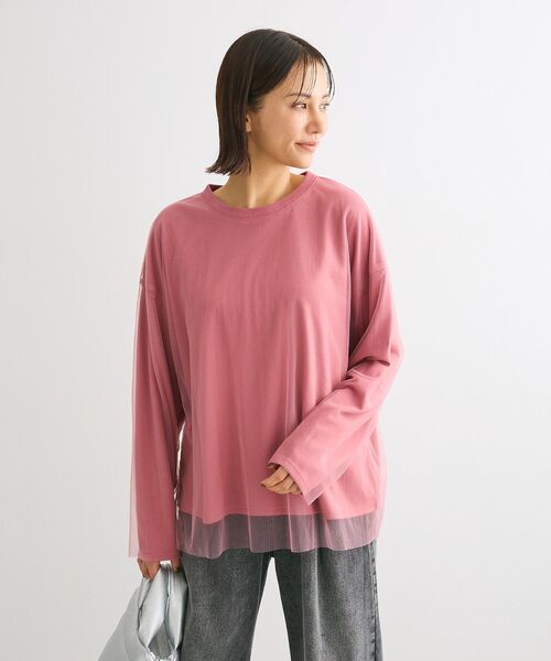 ELENCARE DUE(エレンカーレデュエ)の「・ELENCARE DUE チュールレイヤードロンTEE(Tシャツ/カットソー・レディース・ピンク/ブラック/オフホワイト/チャコールグレー・FREE)」の9枚目の写真