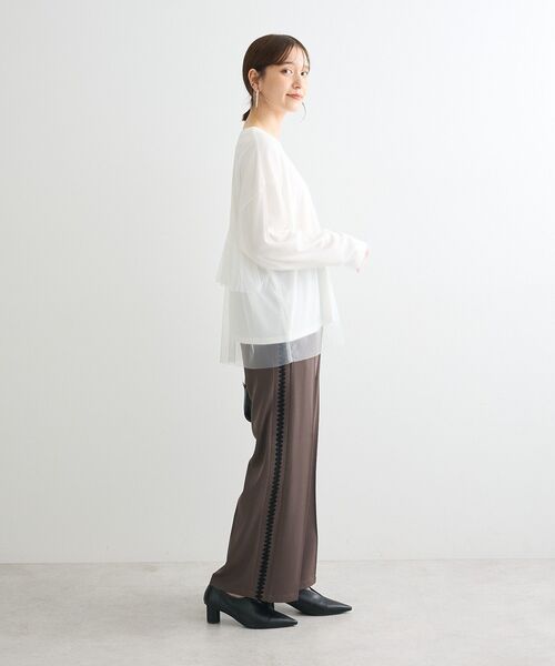 ELENCARE DUE(エレンカーレデュエ)の「・ELENCARE DUE チュールレイヤードロンTEE(Tシャツ/カットソー・レディース・ピンク/ブラック/オフホワイト/チャコールグレー・FREE)」の16枚目の写真