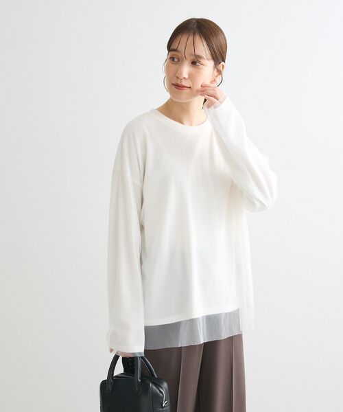 ELENCARE DUE(エレンカーレデュエ)の「・ELENCARE DUE チュールレイヤードロンTEE(Tシャツ/カットソー・レディース・ピンク/ブラック/オフホワイト/チャコールグレー・FREE)」の18枚目の写真