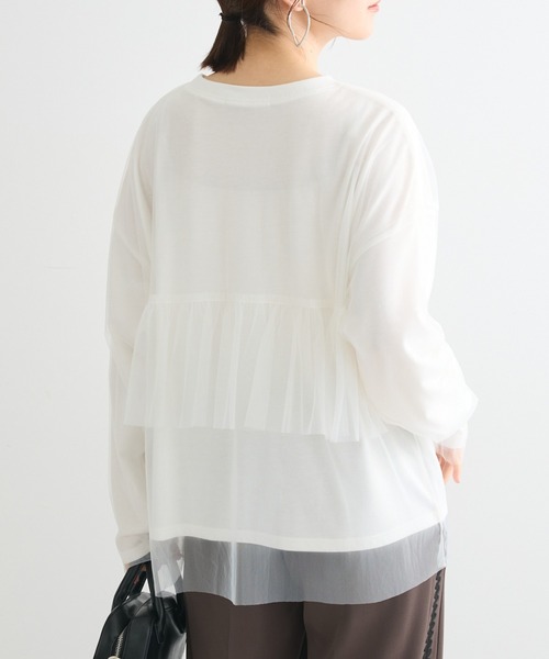 ELENCARE DUE(エレンカーレデュエ)の「・ELENCARE DUE チュールレイヤードロンTEE(Tシャツ/カットソー・レディース・ピンク/ブラック/オフホワイト/チャコールグレー・FREE)」の1枚目の写真