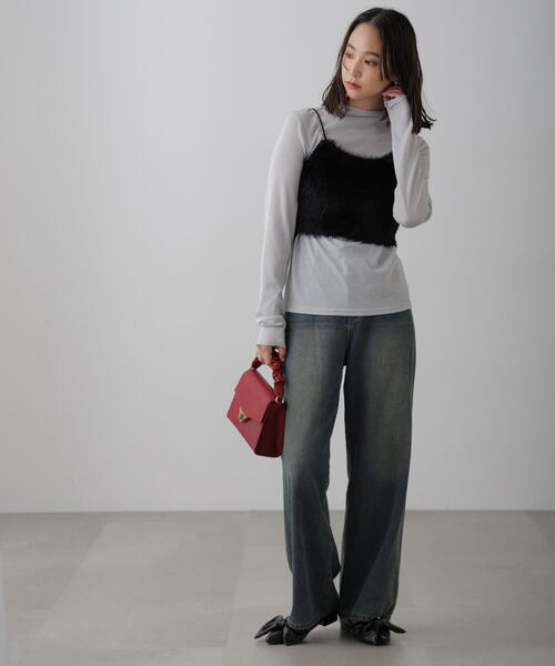 FREE'S MART（フリーズマート）の「シャギーキャミソールビスチェ（キャミソール・レディース・ホワイト/ブルー/グレー/ブラック・FREE）」の5枚目の写真