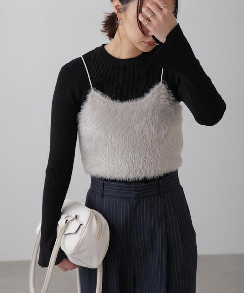 FREE'S MART（フリーズマート）の「シャギーキャミソールビスチェ（キャミソール・レディース・ホワイト/ブルー/グレー/ブラック・FREE）」の10枚目の写真