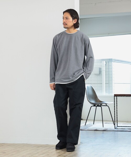 B:MING by BEAMS（ビーミングバイビームス）の「フェイクレイヤード サカリバ クルーネック カットソー（Tシャツ/カットソー・メンズ・オリーブ/ライトグレー・SMALL/MEDIUM/LARGE/X-LARGE）」の3枚目の写真