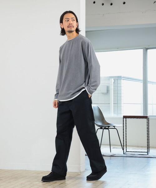 B:MING by BEAMS（ビーミングバイビームス）の「フェイクレイヤード サカリバ クルーネック カットソー（Tシャツ/カットソー・メンズ・オリーブ/ライトグレー・SMALL/MEDIUM/LARGE/X-LARGE）」の4枚目の写真