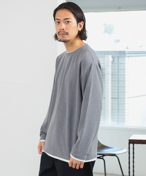 B:MING by BEAMS（ビーミングバイビームス）の「フェイクレイヤード サカリバ クルーネック カットソー（Tシャツ/カットソー・メンズ・オリーブ/ライトグレー・SMALL/MEDIUM/LARGE/X-LARGE）」の5枚目の写真