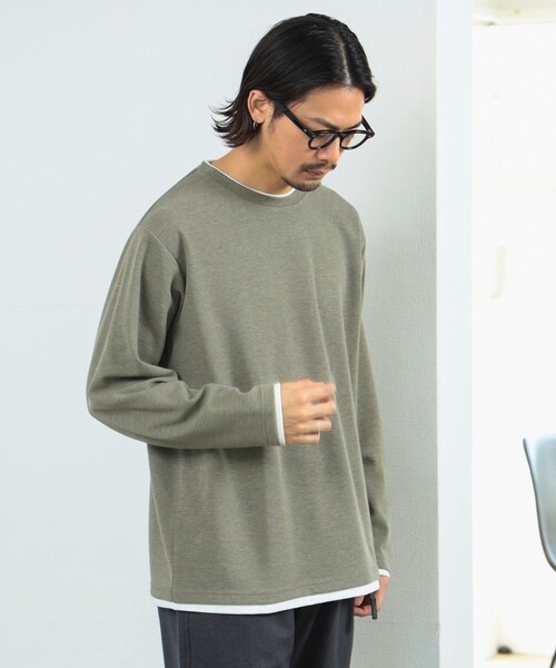 B:MING by BEAMS（ビーミングバイビームス）の「フェイクレイヤード サカリバ クルーネック カットソー（Tシャツ/カットソー・メンズ・オリーブ/ライトグレー・SMALL/MEDIUM/LARGE/X-LARGE）」の8枚目の写真