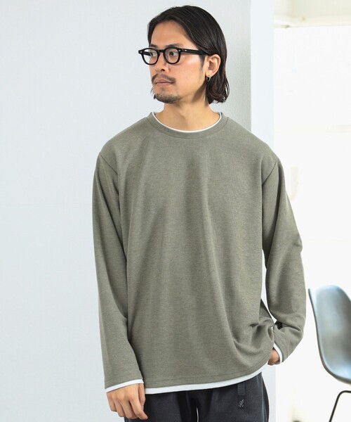 B:MING by BEAMS（ビーミングバイビームス）の「フェイクレイヤード サカリバ クルーネック カットソー（Tシャツ/カットソー・メンズ・オリーブ/ライトグレー・SMALL/MEDIUM/LARGE/X-LARGE）」の9枚目の写真