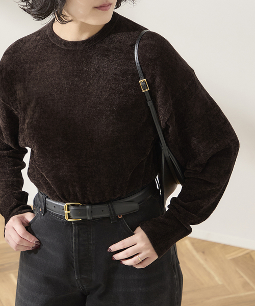 journal standard L'essage(ジャーナルスタンダードレサージュ)の「ベロアタッチ プルオーバー(ニット/セーター・レディース・ブラック/ネイビー/ブラウン・FREE)」の12枚目の写真