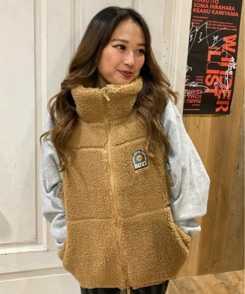 ROXY（ロキシー）の「BETTER THAN THE SUN/ロキシーモコモコボアベスト（ベスト・レディース・ピンク/ホワイト/ブラック/チャコールグレー/カモフラージュ・LARGE/MEDIUM/SMALL/X-LARGE）」の5枚目の写真