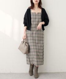 【WEB限定】キーネック圧縮ニットキャミワンピース