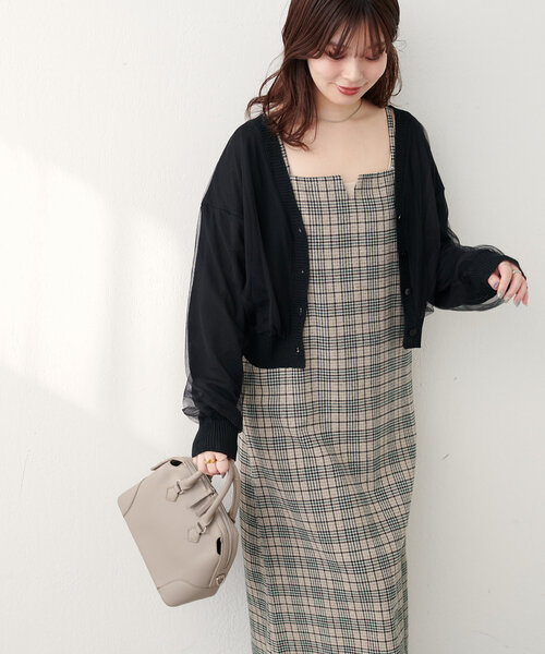 natural couture(ナチュラルクチュール)の「【WEB限定】キーネック圧縮ニットキャミワンピース(ワンピース・レディース・その他2/その他1/ブラウン/ブラック/サックスブルー・FREE)」の17枚目の写真