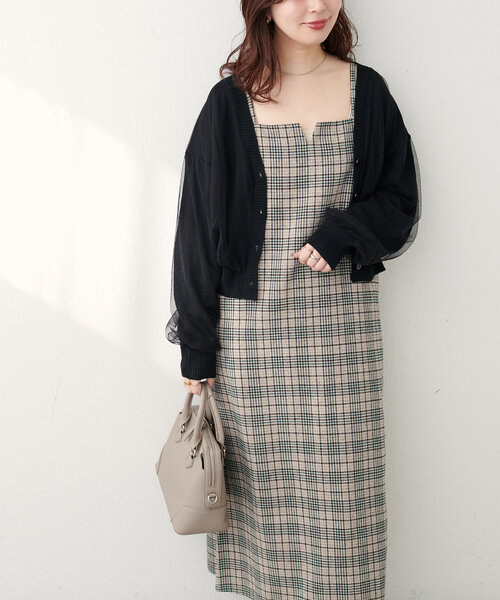 natural couture(ナチュラルクチュール)の「【WEB限定】キーネック圧縮ニットキャミワンピース(ワンピース・レディース・その他2/その他1/ブラウン/ブラック/サックスブルー・FREE)」の18枚目の写真