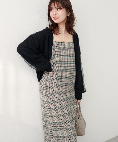 natural couture(ナチュラルクチュール)の「【WEB限定】キーネック圧縮ニットキャミワンピース(ワンピース・レディース・その他2/その他1/ブラウン/ブラック/サックスブルー・FREE)」の19枚目の写真