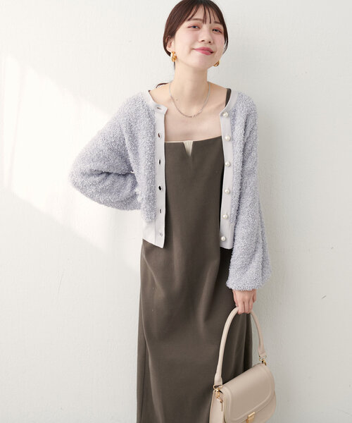 natural couture(ナチュラルクチュール)の「【WEB限定】キーネック圧縮ニットキャミワンピース(ワンピース・レディース・その他2/その他1/ブラウン/ブラック/サックスブルー・FREE)」の8枚目の写真