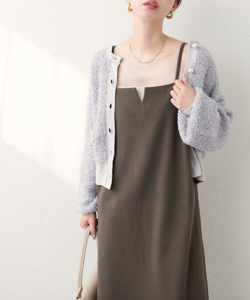 natural couture(ナチュラルクチュール)の「【WEB限定】キーネック圧縮ニットキャミワンピース(ワンピース・レディース・その他2/その他1/ブラウン/ブラック/サックスブルー・FREE)」の9枚目の写真