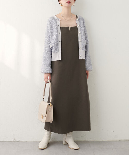 natural couture(ナチュラルクチュール)の「【WEB限定】キーネック圧縮ニットキャミワンピース(ワンピース・レディース・その他2/その他1/ブラウン/ブラック/サックスブルー・FREE)」の11枚目の写真