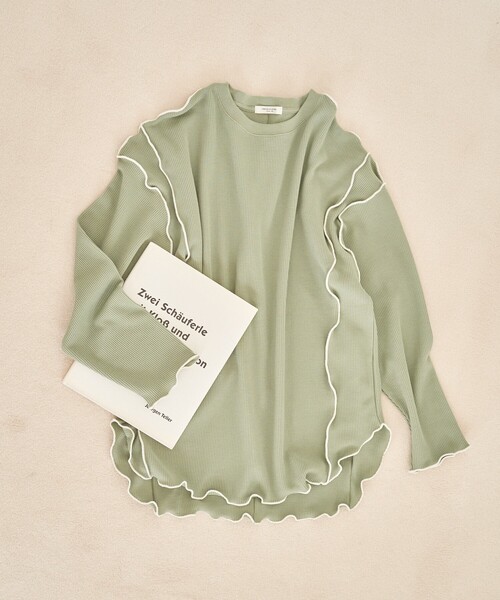 FREAK'S STORE(フリークスストア)の「限定展開 ミニ ワッフル メロー ロングスリーブ TEE(Tシャツ/カットソー・レディース・オフホワイト/ナチュラル/ブラック/グリーン/ネイビー・フリ-)」の4枚目の写真