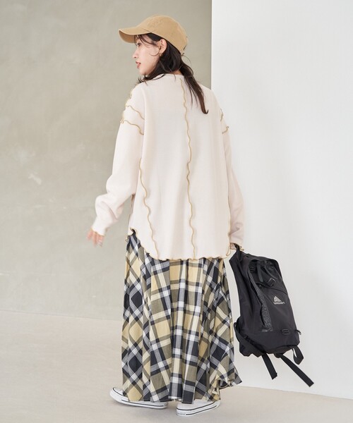 FREAK'S STORE(フリークスストア)の「限定展開 ミニ ワッフル メロー ロングスリーブ TEE(Tシャツ/カットソー・レディース・オフホワイト/ナチュラル/ブラック/グリーン/ネイビー・フリ-)」の11枚目の写真