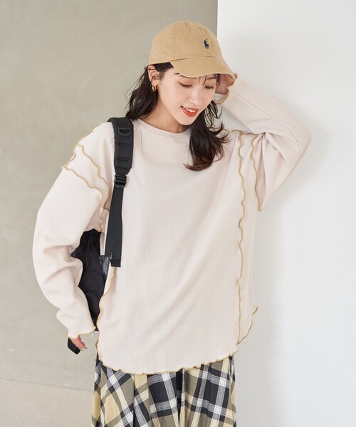 FREAK'S STORE(フリークスストア)の「限定展開 ミニ ワッフル メロー ロングスリーブ TEE(Tシャツ/カットソー・レディース・オフホワイト/ナチュラル/ブラック/グリーン/ネイビー・フリ-)」の12枚目の写真