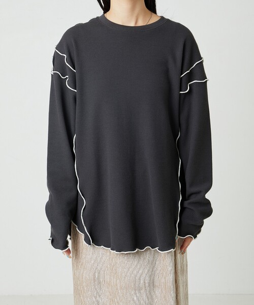 FREAK'S STORE(フリークスストア)の「限定展開 ミニ ワッフル メロー ロングスリーブ TEE(Tシャツ/カットソー・レディース・オフホワイト/ナチュラル/ブラック/グリーン/ネイビー・フリ-)」の16枚目の写真