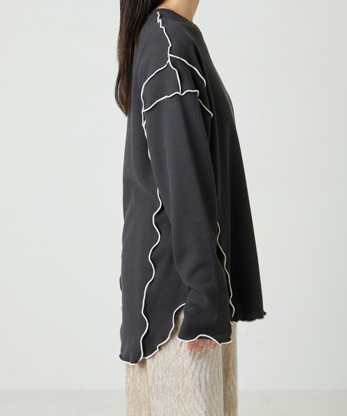 FREAK'S STORE(フリークスストア)の「限定展開 ミニ ワッフル メロー ロングスリーブ TEE(Tシャツ/カットソー・レディース・オフホワイト/ナチュラル/ブラック/グリーン/ネイビー・フリ-)」の17枚目の写真