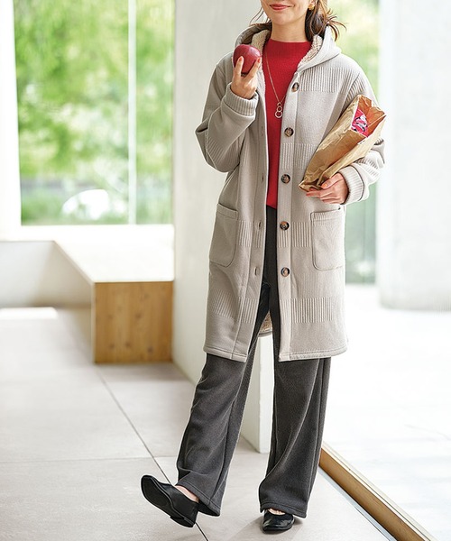 ボーダージャカード裏ボアカーディガン（カーディガン/ボレロ