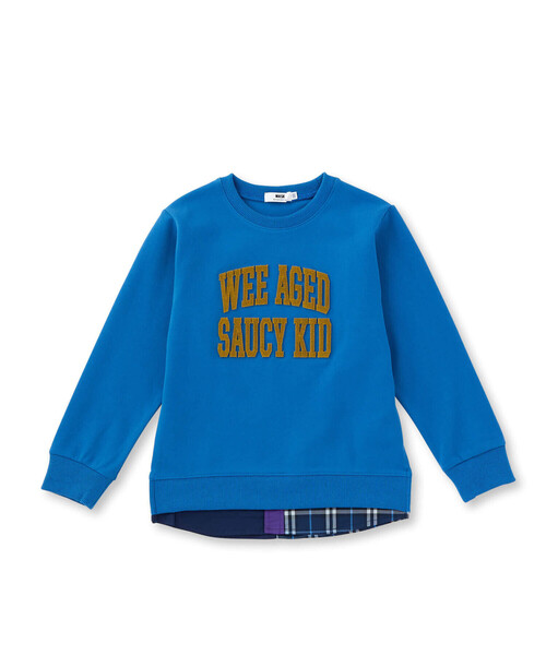 WASK（ワスク）の「シャツレイヤード風ロゴ刺しゅうポンチトレーナー(100~160cm)（スウェット・キッズ・グレー/ブルー・130cm/120cm/150cm/160cm/140cm/110cm/100cm）」の3枚目の写真