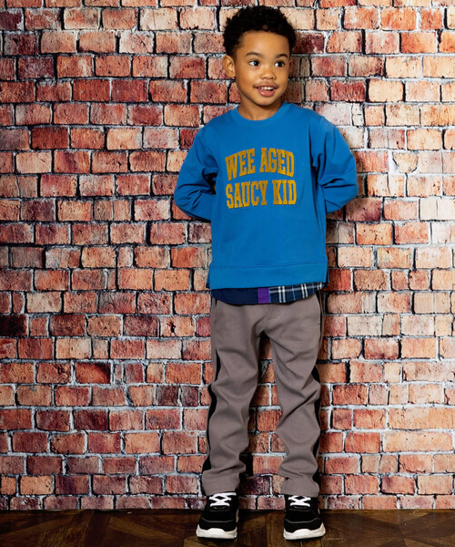 WASK（ワスク）の「シャツレイヤード風ロゴ刺しゅうポンチトレーナー(100~160cm)（スウェット・キッズ・グレー/ブルー・130cm/120cm/150cm/160cm/140cm/110cm/100cm）」の13枚目の写真