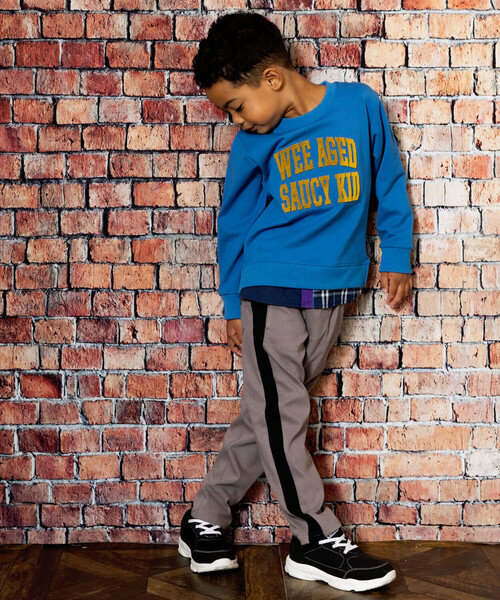 WASK（ワスク）の「シャツレイヤード風ロゴ刺しゅうポンチトレーナー(100~160cm)（スウェット・キッズ・グレー/ブルー・130cm/120cm/150cm/160cm/140cm/110cm/100cm）」の14枚目の写真