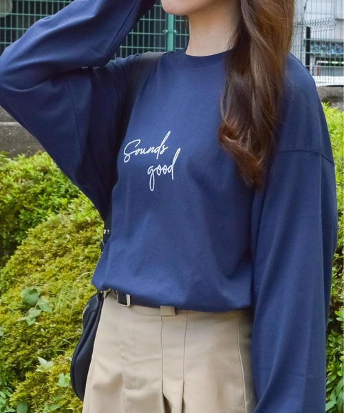 spiritoso（スピリトーゾ）の「【spiritoso】ニュアンスカップル ロンT(CP)（Tシャツ/カットソー・レディース・杢グレー/ネイビー・FREE）」の4枚目の写真