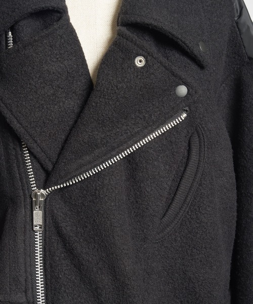 gomme(ゴム)の「モッサジャージ ビッグライダースジャケット(ライダースジャケット・レディース・ブラック・MEDIUM)」の2枚目の写真