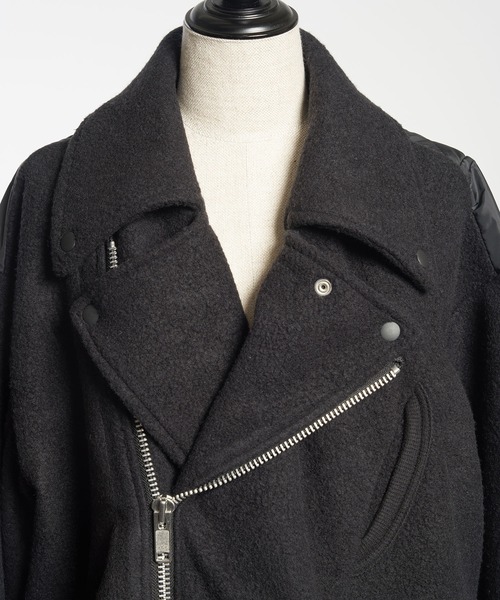 gomme(ゴム)の「モッサジャージ ビッグライダースジャケット(ライダースジャケット・レディース・ブラック・MEDIUM)」の3枚目の写真