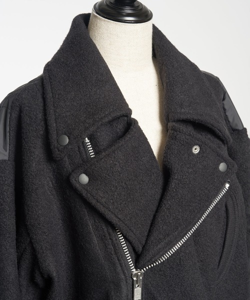 gomme(ゴム)の「モッサジャージ ビッグライダースジャケット(ライダースジャケット・レディース・ブラック・MEDIUM)」の4枚目の写真