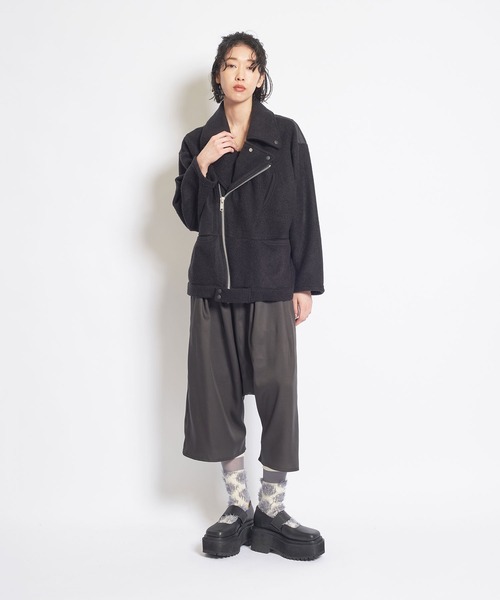 gomme(ゴム)の「モッサジャージ ビッグライダースジャケット(ライダースジャケット・レディース・ブラック・MEDIUM)」の13枚目の写真