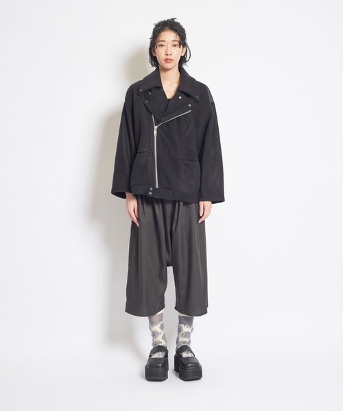 gomme(ゴム)の「モッサジャージ ビッグライダースジャケット(ライダースジャケット・レディース・ブラック・MEDIUM)」の9枚目の写真