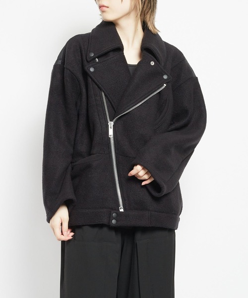 gomme(ゴム)の「モッサジャージ ビッグライダースジャケット(ライダースジャケット・レディース・ブラック・MEDIUM)」の18枚目の写真